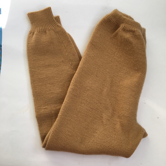 Handmade Knit Sweater Pants jogger Tan Wool S-M - Picture 6 of 7
